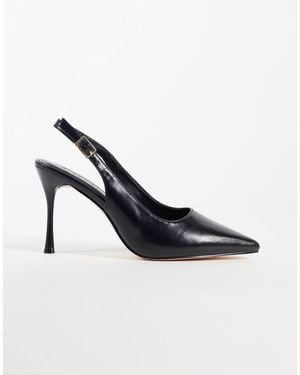 SEQWL Wide Fit Slingback Pointed Toe Stiletto Heeled Pumps - Black