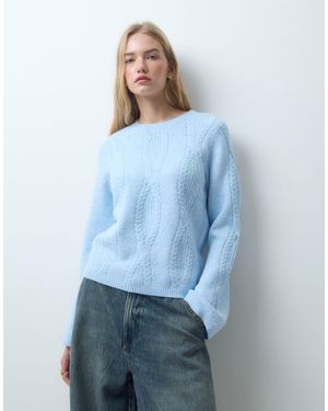 Pieces Zopfstrick-oversize-pullover - Blau