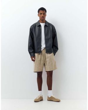 Pull&Bear Linen Blend Shorts - Blue