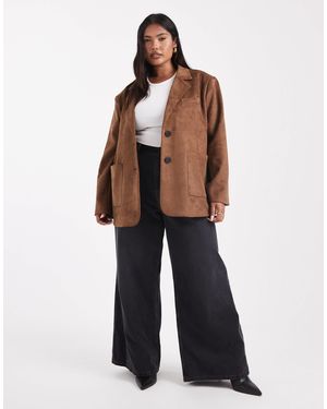 4th & Reckless Faux Suede Pocket Front Tailored Blazer - Blue