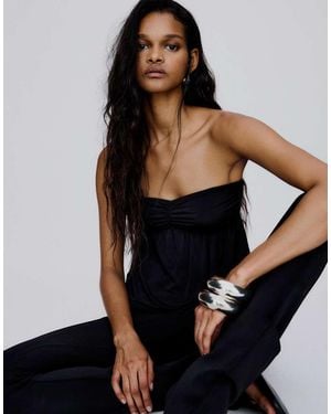 Bershka Bandeau Top With Knot Detail At The Back - Black