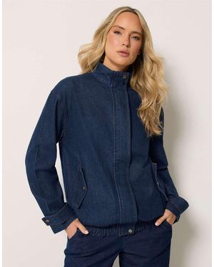 Long Tall Sally Denim Funnel Neck Bomber Jacket - Blue