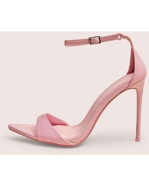 Public Desire Kelisa Pu Pointed Toe Barely There Stiletto High Heels - Pink