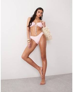 Aray Textured Ruched Top Bikini Set - White