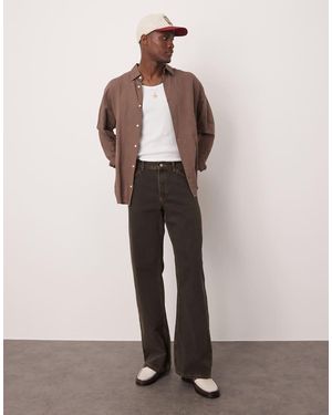 ASOS Vaqueros De Corte Ancho Acampanado Con Lavado Marrón De -Negro - Neutro