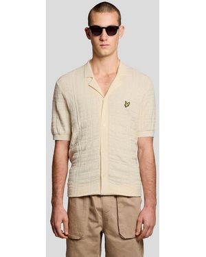 Lyle & Scott Mid Knits Jacquard Check Knitted Resort Shirt - Natural