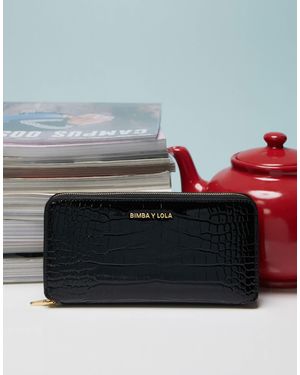 Bimba Y Lola Croc Pu Zip Wallet - Black