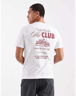 Only & Sons Oversized Fit T-shirt Ski Club Back Print T-shirt - White