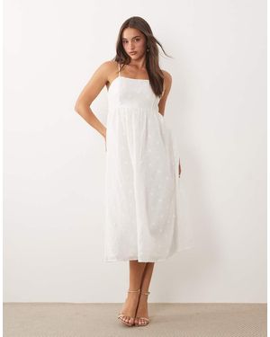 Vila 3d Floral Applique Textured Cami Maxi Dress - White