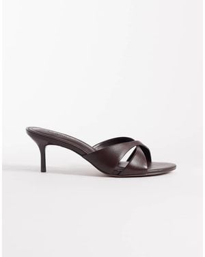 ASOS Hum Premium Cross Strap Mid Heeled Mules - Natural