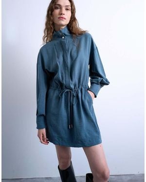TOPSHOP Vestito Corto Polvere Con Scollo A Imbuto - Blu