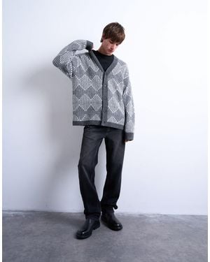 TOPMAN – strickjacke - Grau