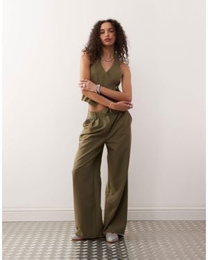 Collusion Wide Leg Tailored Trouser Co-ord - Natural