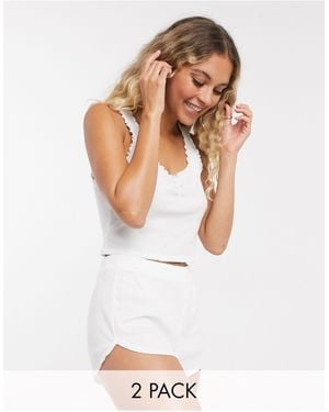TOPSHOP Pointelle Pyjama Set - White