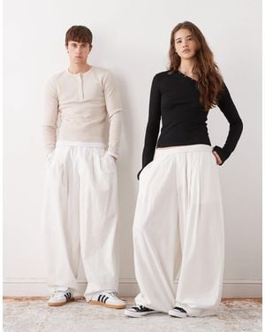 Collusion Unisex Xl Balloon Pant With Linen - White