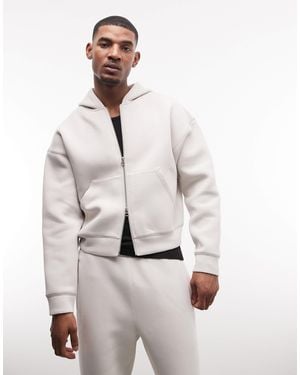 Weekday Sweat à capuche zippé oversize d'ensemble façon néoprène - cassé - Neutre