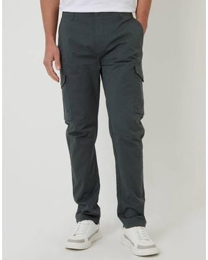 Threadbare Cotton Cargo Trousers With Stretch - Grey