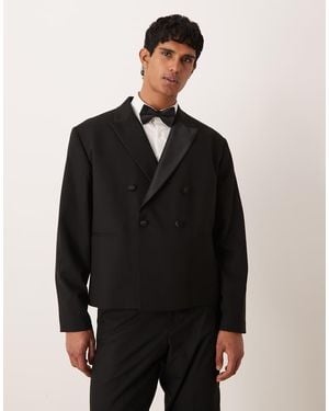 ASOS Double Breasted Boxy Suit Tuxedo Jacket - Black