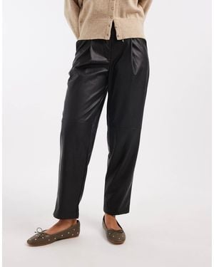 Miss Selfridge Faux Leather Barrel Leg Pants - Black