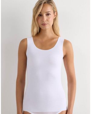 Intimissimi Round-Neck Raw-Cut Cotton Vest Top - White