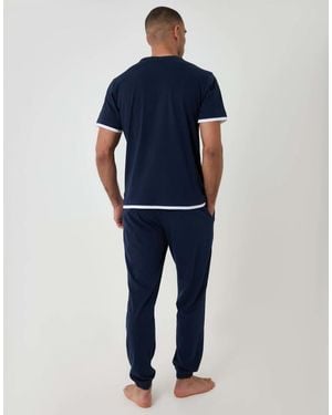 Threadbare Cotton Mock Layer Pyjama Set - Blue
