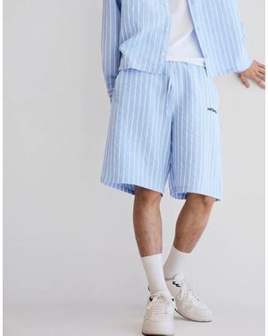 Bershka Super baggy Striped Bermuda Shorts - Blue