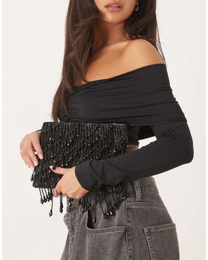 ASOS Droplet Zip Top Clutch Purse - Black