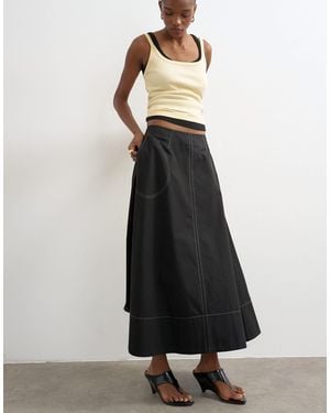 TOPSHOP Contrast Stitch Full Circle Skirt - Black