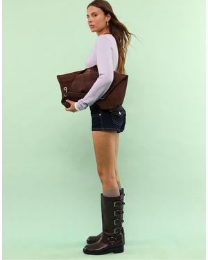 Stradivarius Suede Bag With Knot And Buckle - Green