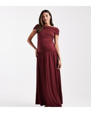 ASOS Asos Design Maternity Co-Ord Drop Waist Ruched Maxi Skirt - Red