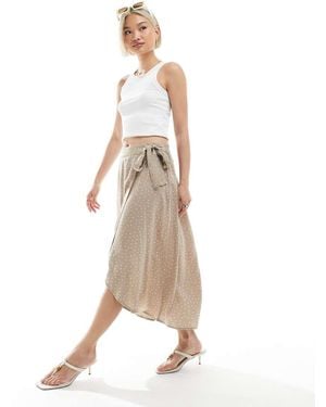 Pieces Wrap Midi Skirt - Natural