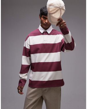 TOPMAN – gestreiftes oversize-polohemd - Rot