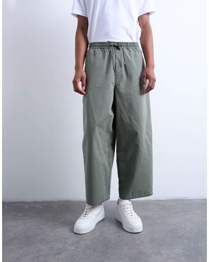 TOPMAN Ripstop Barrel Pants - White