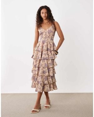 Pretty Lavish Tie Back Ruffle Midaxi Dress - Pink