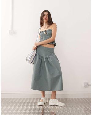 Collusion Festival Dropped Waist Midi Skirt Co-Ord - Green