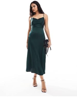 Vila Satin Cowl Neck Cami Maxi Dress - Blue