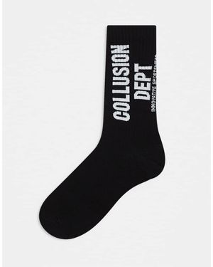 Collusion Calcetines Negros Con Estampado Blanco De