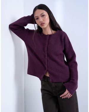 TOPSHOP Gilet décontracté en maille côtelée - prune - Violet