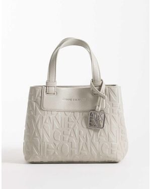 ARMANI EXCHANGE Liz Pebbled Tote Bag - White