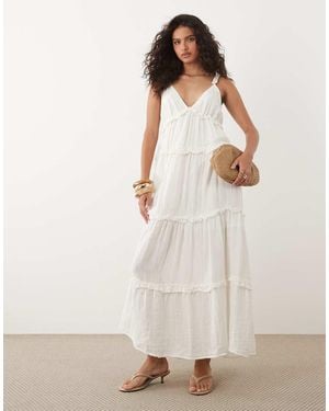 Y.A.S Tiered Ruffle Detail Cami Maxi Dress - Natural