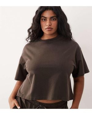 Noisy May Camiseta Marrón Lavado De Manga Corta De Punto Liso (Parte De Un Conjunto)