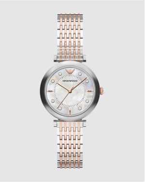 Emporio Armani Archelia Three-Hand Two-Tone Stainless Steel Watch - White
