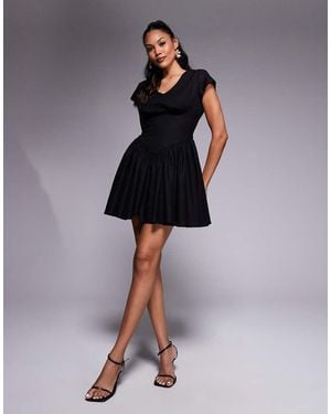 Taideux Fuller Bust Alara Mini Linen Dress With Boning - Blue