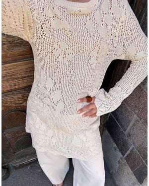 NA-KD Crochet Mini Dress - Natural