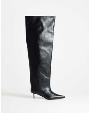 TOPSHOP Tilly Stivale Sopra Il Ginocchio Super Ampio Con Tacco Kitten - Nero
