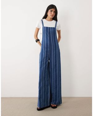 ASOS Soft Denim Wide Leg Jumpsuit - Blue