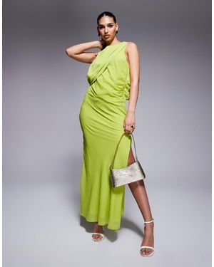 ASOS Textured Chiffon Draped Bias Maxi Dress - Green
