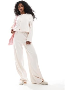 Miss Selfridge Soft Rib Wide Leg Trouser - White