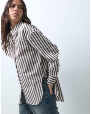 ASOS Dipped Hem Oversized Shirt - Grey