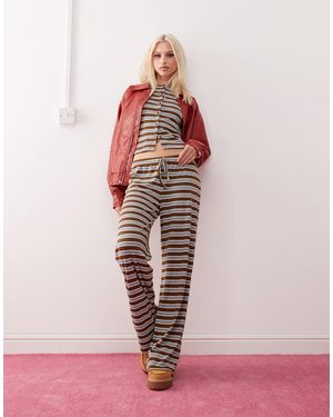 Collusion Relaxed Rib Stripe Trouser - Pink